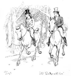 &39;Sr. Darcy com ele &39;, ilustração de&39; Orgulho e Preconceito &39;por Jane Austen, edição publicada em 1894